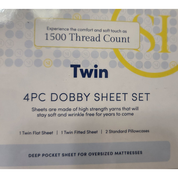 Dobby Stripe Sheets - 4 Piece 1500ct Fine Brushed Microfiber Deep Pocket - Twin - Picture 6 of 8